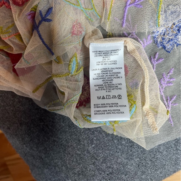 Anthropologie Layla Floral Embroidered Sheer Mesh Top - Picture 6 of 8